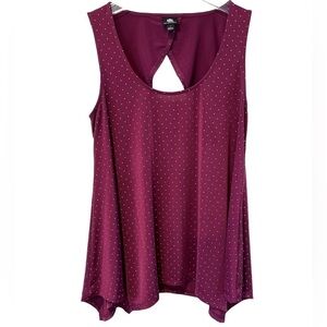 Rock & Republic swing tank top open back burgundy  gold raised dots size Small